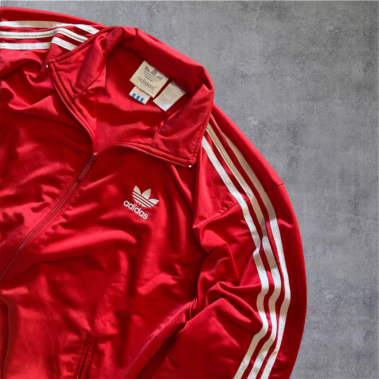 VINTAGE Adidas 90s Originals Trainingsjacke – Firebird Style – Rot/Weiß – Gr. M