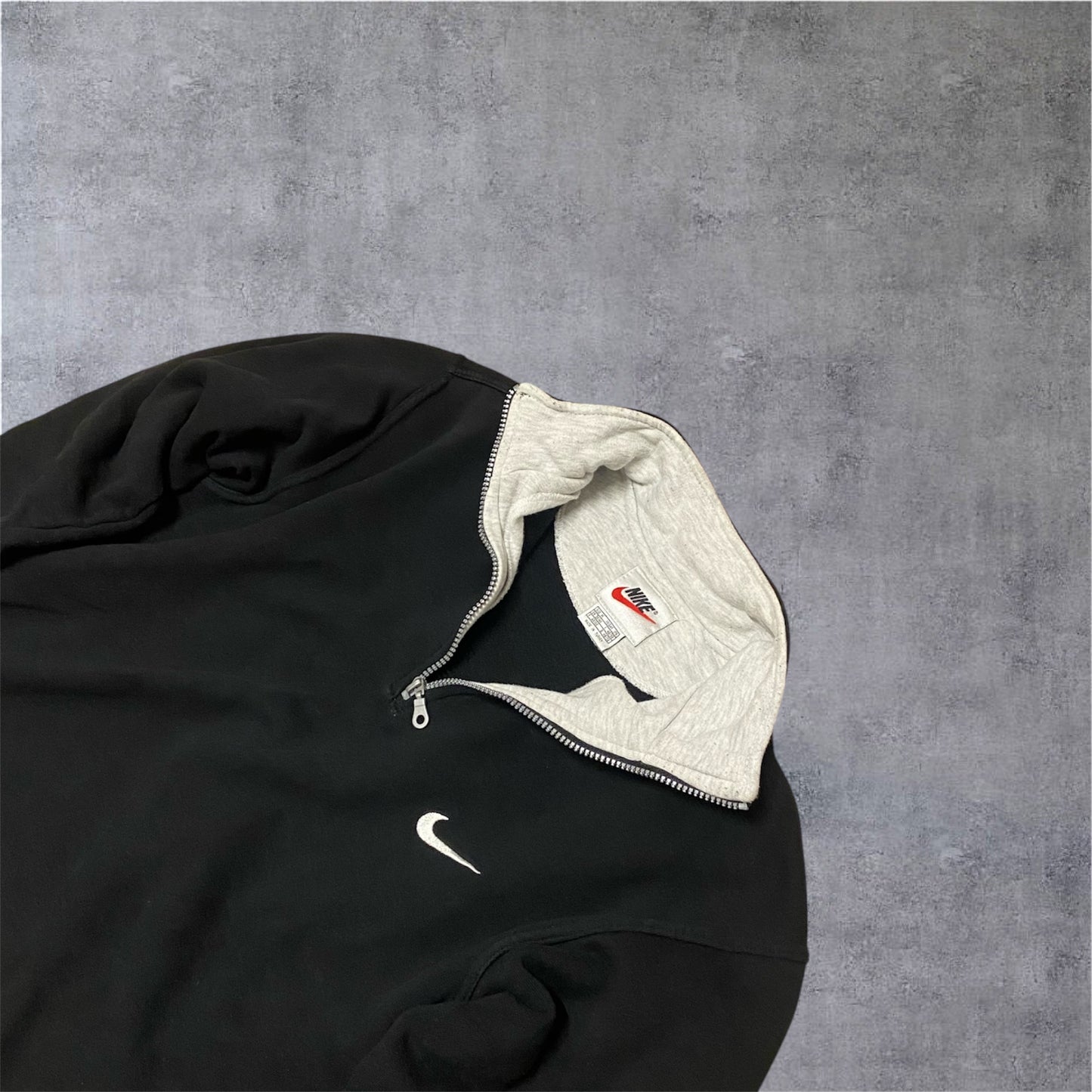 VINTAGE Nike 90s 1/4 ZIP Sweater - Black - Gr. S