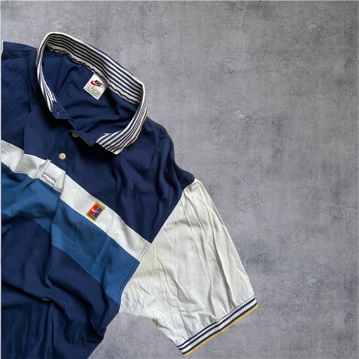 VINTAGE Nike 90s Polo Golf - Navy Blue/ White - Gr. L