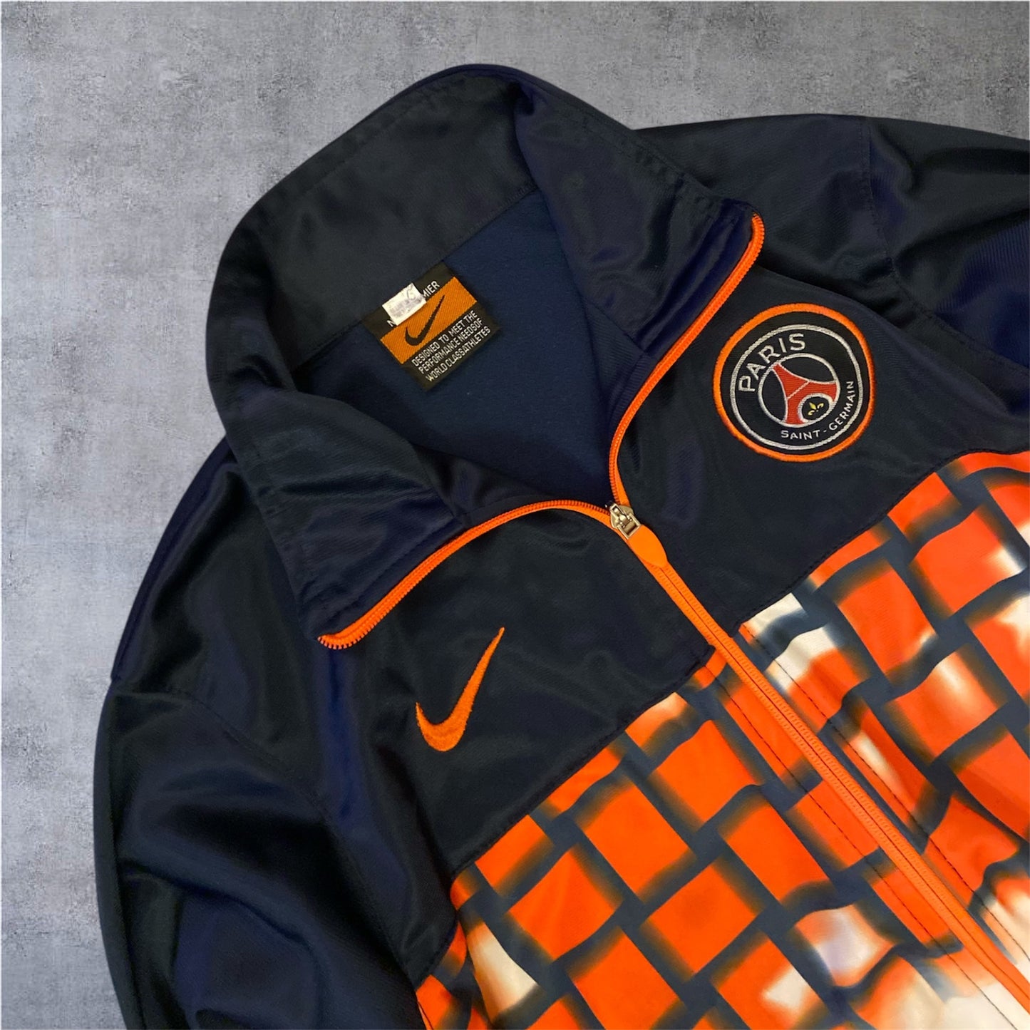 VINTAGE Nike 90s Premier x PSG Trackjacket - Navy/Orange - Gr. S