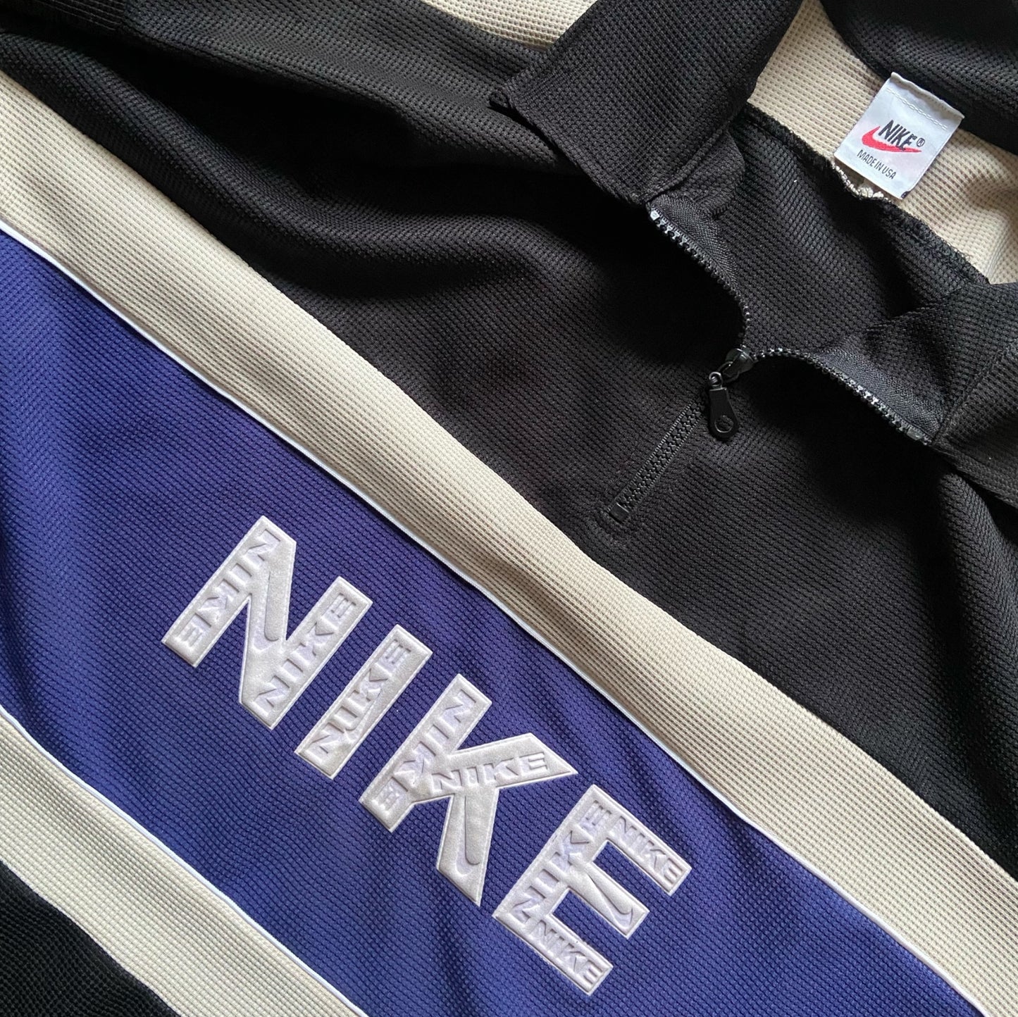 VINTAGE Nike 90s 1/4 ZIP Polo Shirt – Made in USA – Navy Blue – Gr. L