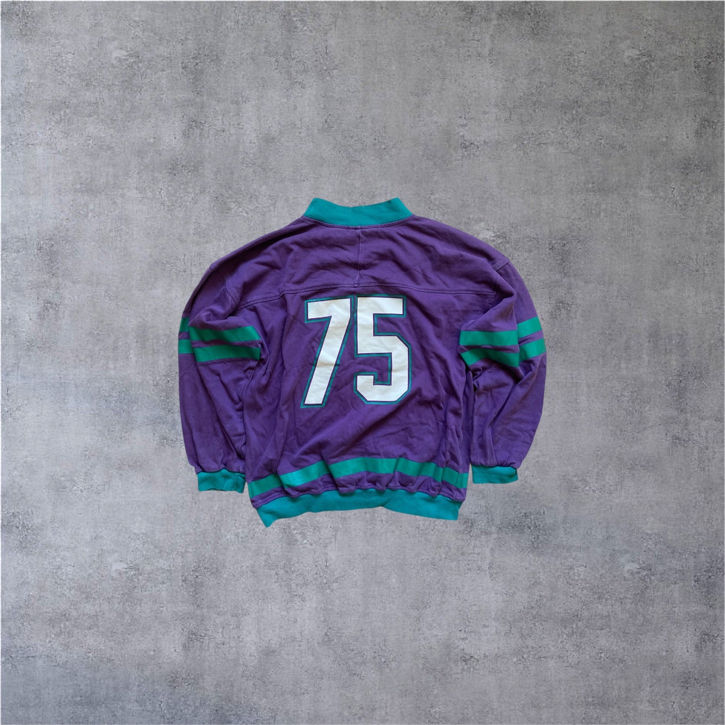 VINTAGE Nike 90s Grey Tag Crewneck – Purple/Teal – Backprint (75) – Gr. XL (fittet wie M)