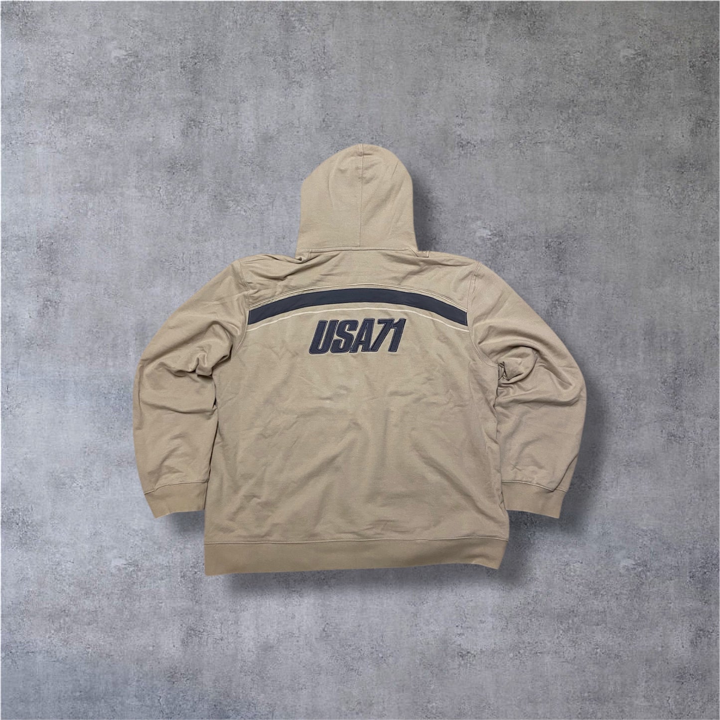 VINTAGE Nike 2000s Silver Tag Hoodie – USA 71 Archive – Creme/Navy – Gr. XL
