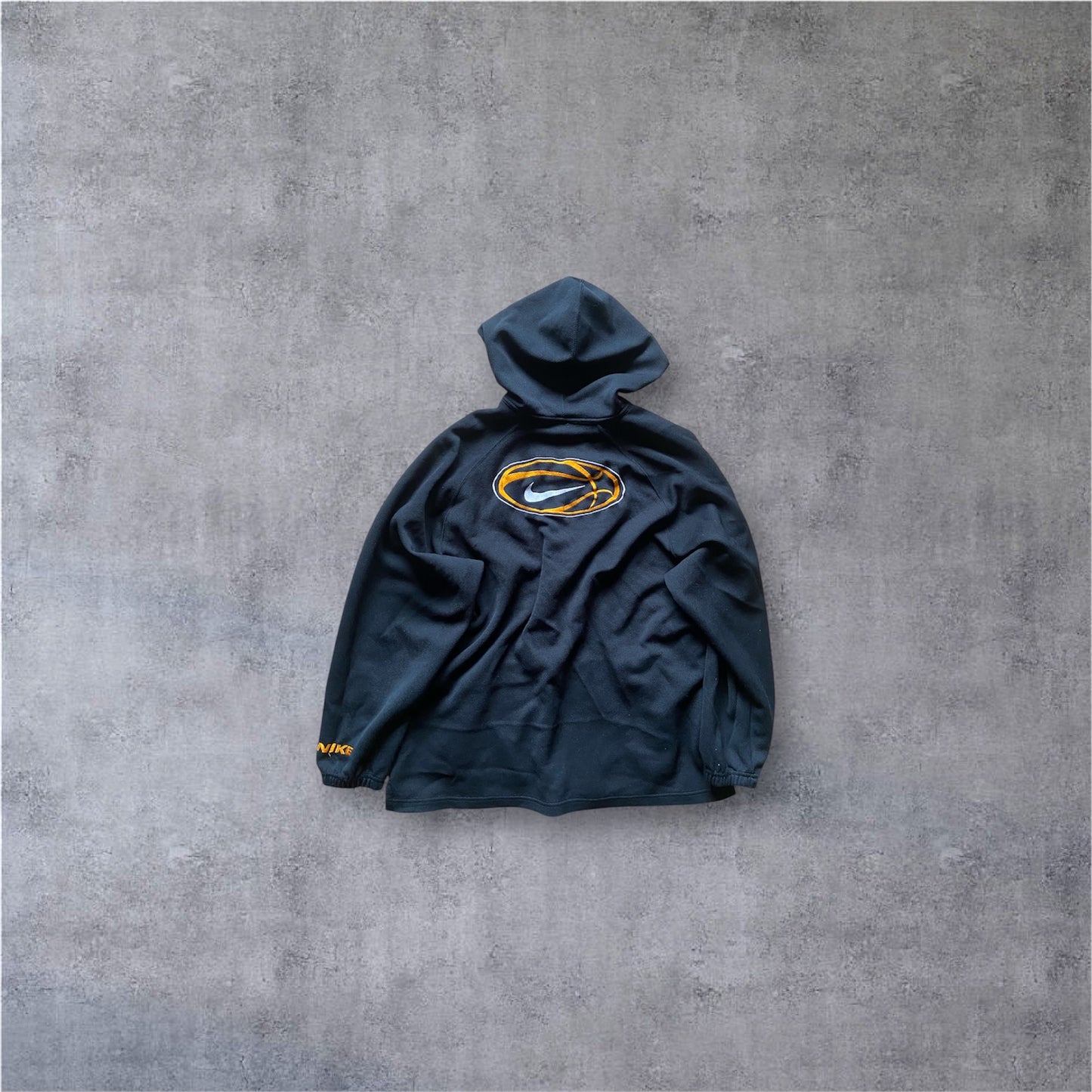 VINTAGE Nike 90s ZIP Hoodie - Black/Yellow - Gr. M