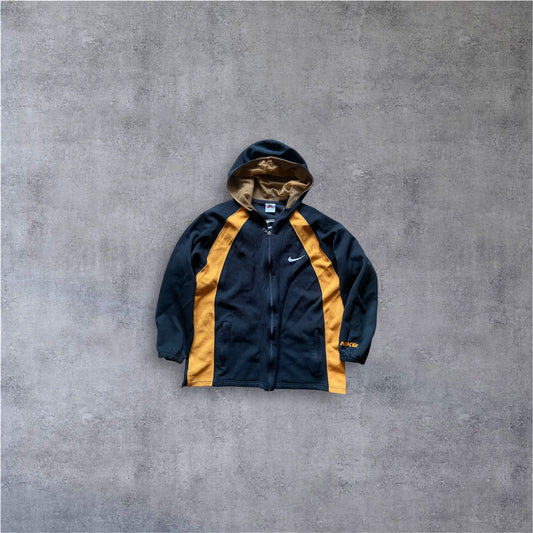 VINTAGE Nike 90s ZIP Hoodie - Black/Yellow - Gr. M