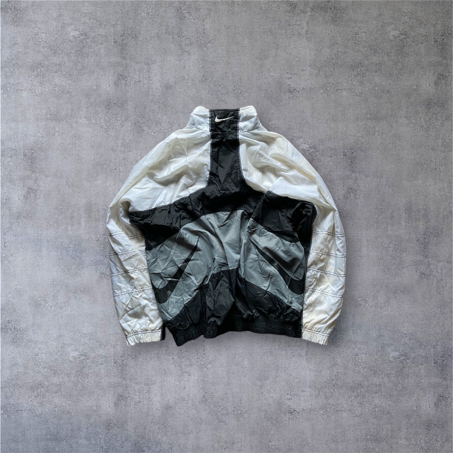 VINTAGE Nike 90s Windbreaker - Black/Grey/White - Gr. S
