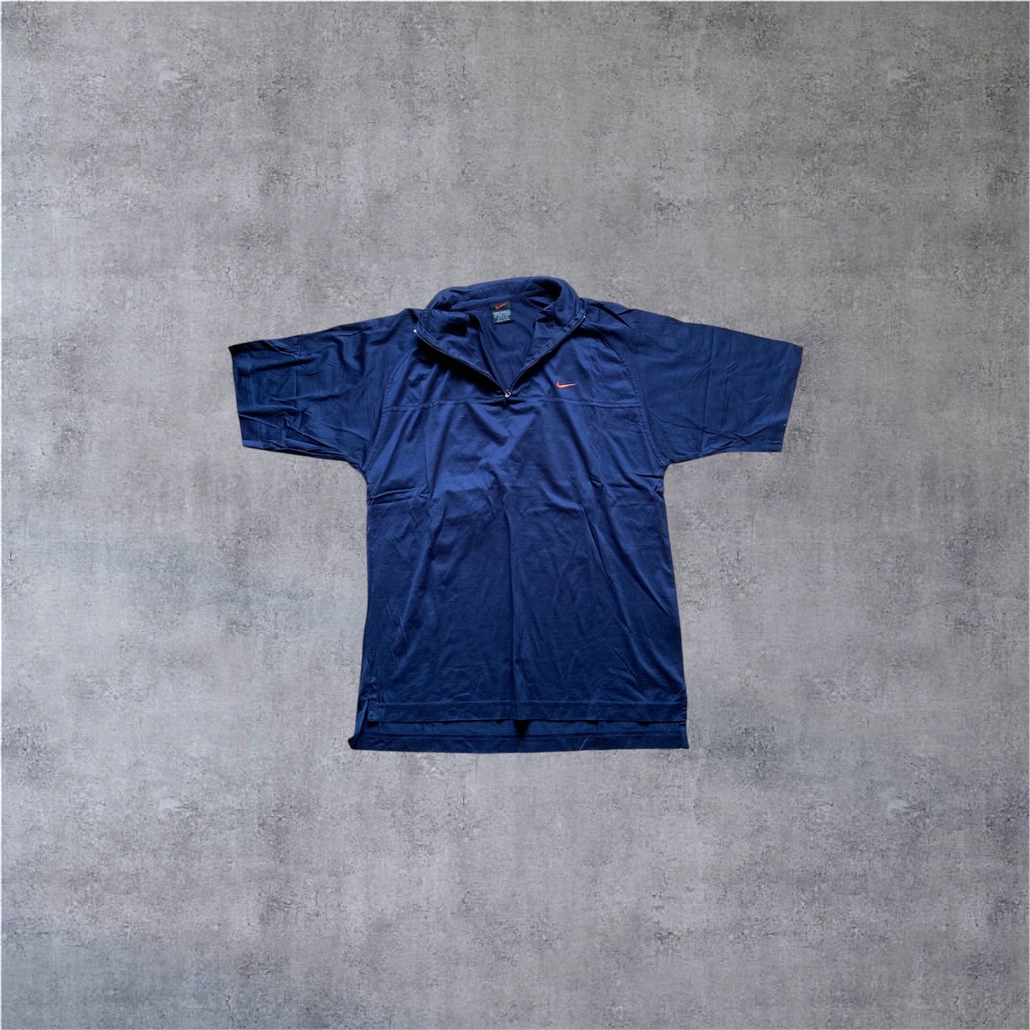 VINTAGE Nike 90s Black Tag Polo Shirt – Superlight – Navy/Orange – Gr. XL