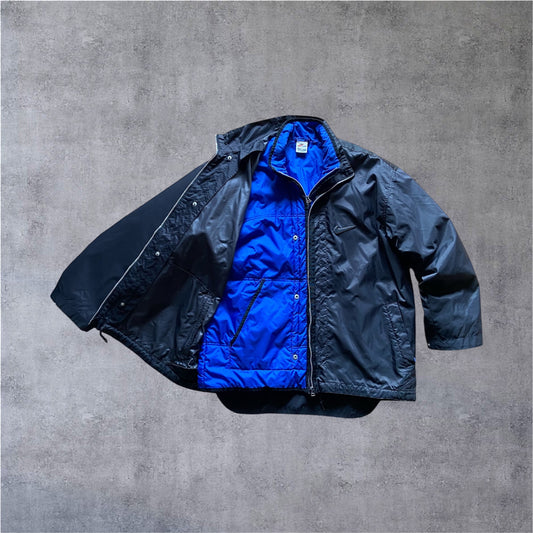 VINTAGE Nike 90s 2-IN-1 SYSTEM JACKET - Black/Blue – Gr. XL