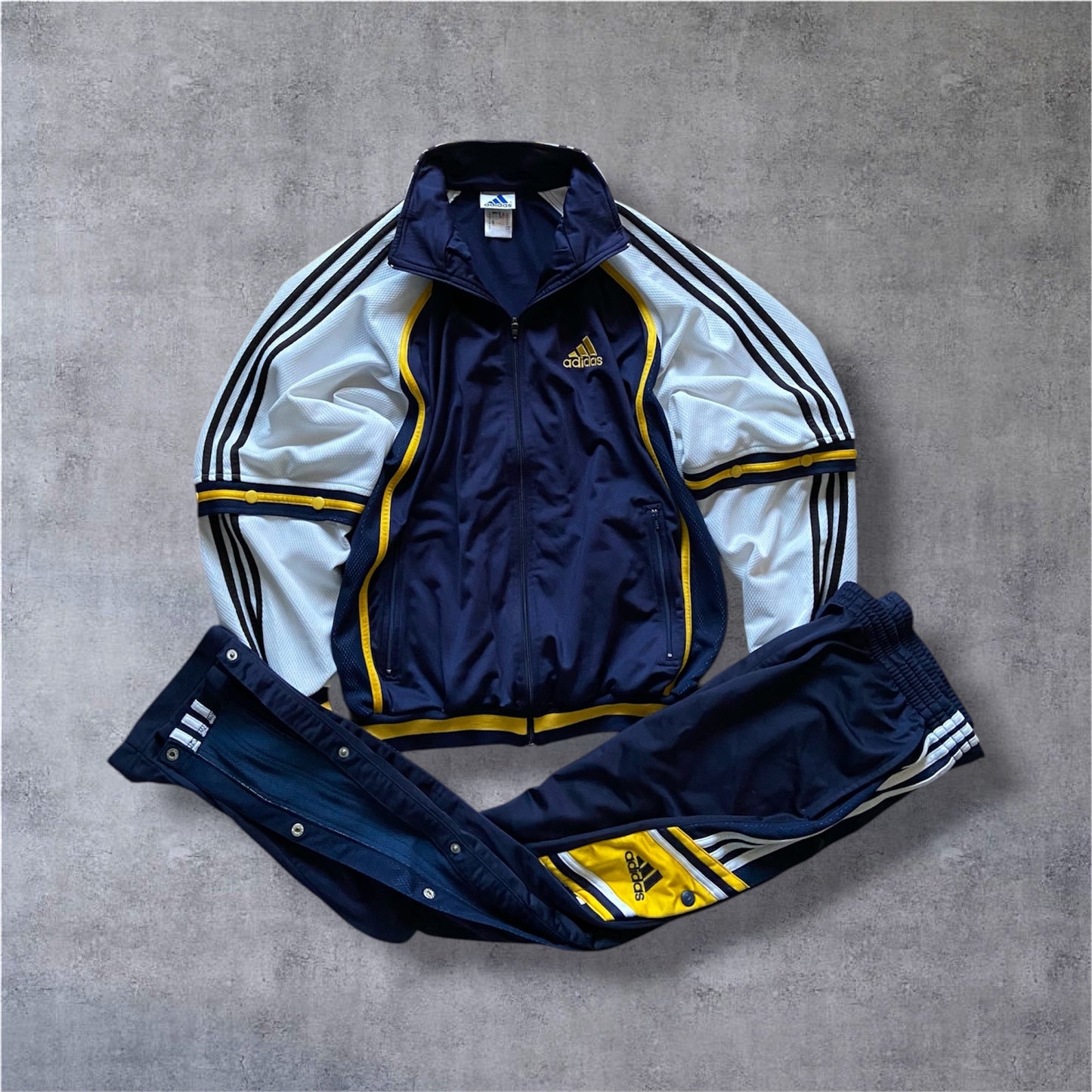 VINTAGE Adidas 90s Salomon AG Transformer Tracksuit – Navy / White / Yellow – Gr. M