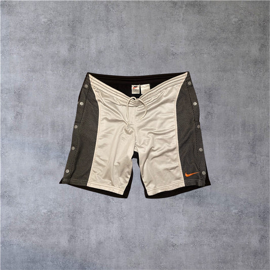VINTAGE Nike 90s Tear-Away Shorts – White Tag – Grau/Schwarz – Gr. L