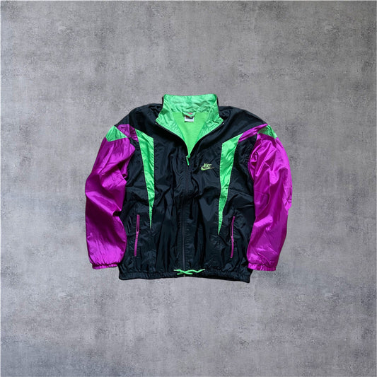 VINTAGE Nike 90s Trackjacket - Black/Purple/Green - Gr. S