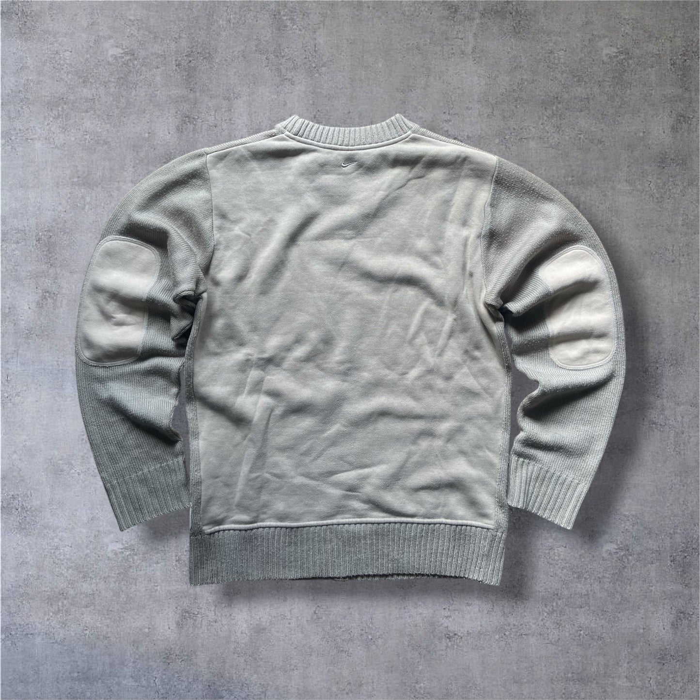 VINTAGE Nike Strickpullover – Silver Tag – Beige/Grau – Mini Swoosh – Gr. M