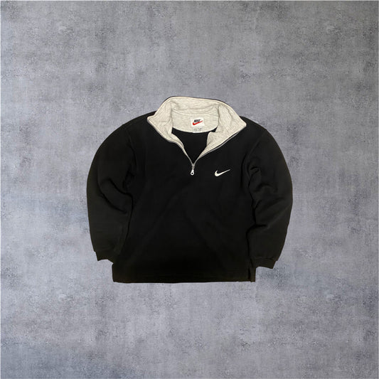 VINTAGE Nike 90s 1/4 ZIP Sweater - Black - Gr. S