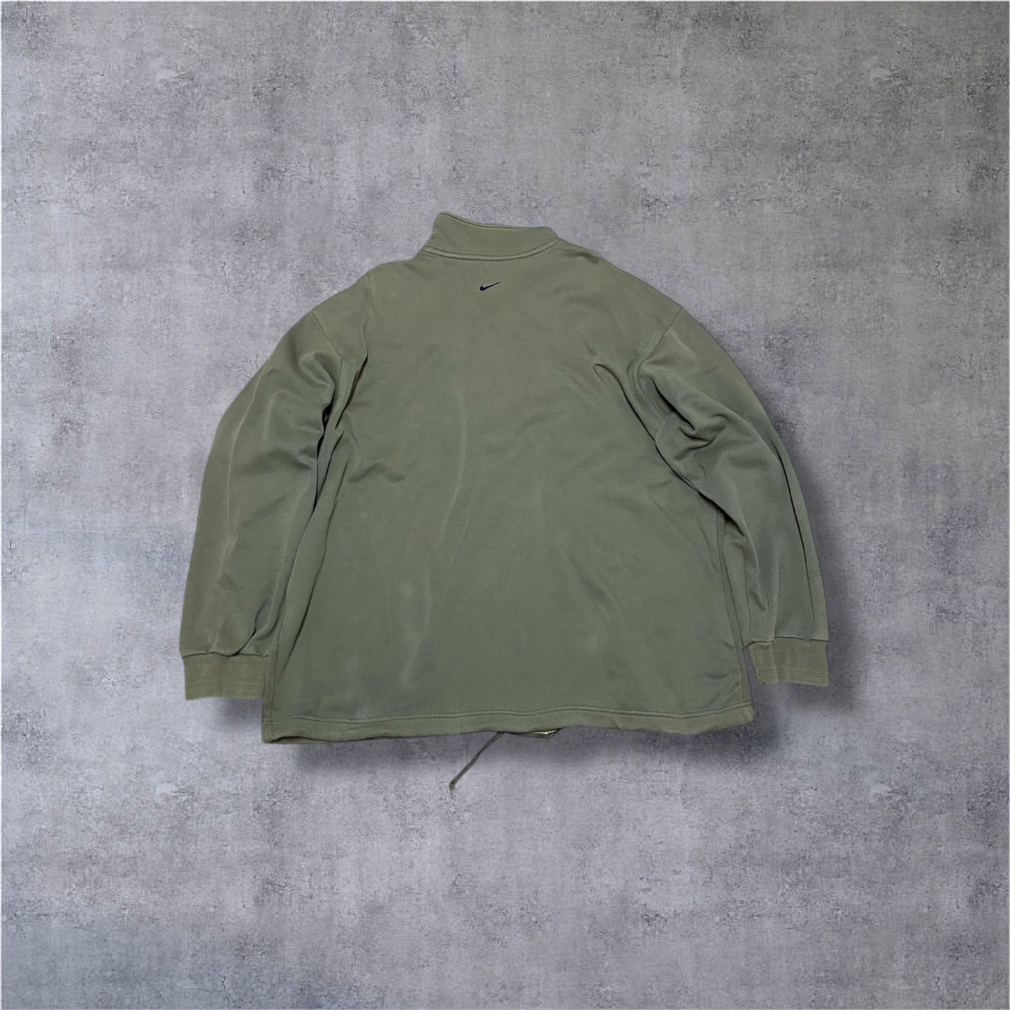 VINTAGE Nike 90s 1/4 Zip Sweater – Olive Green – Center Swoosh – Gr. XL