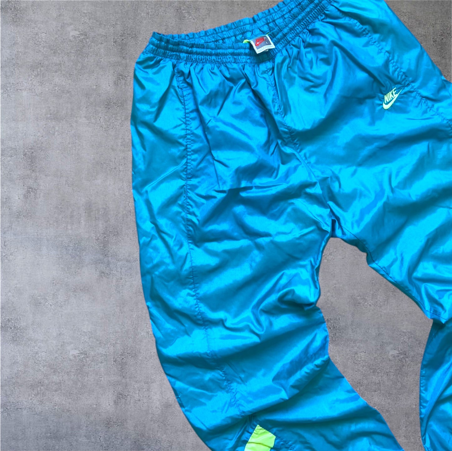 VINTAGE 90s Nike Orange Tag Tracksuit – Full Set – Neon Türkis/Volt/Violett – Gr. L