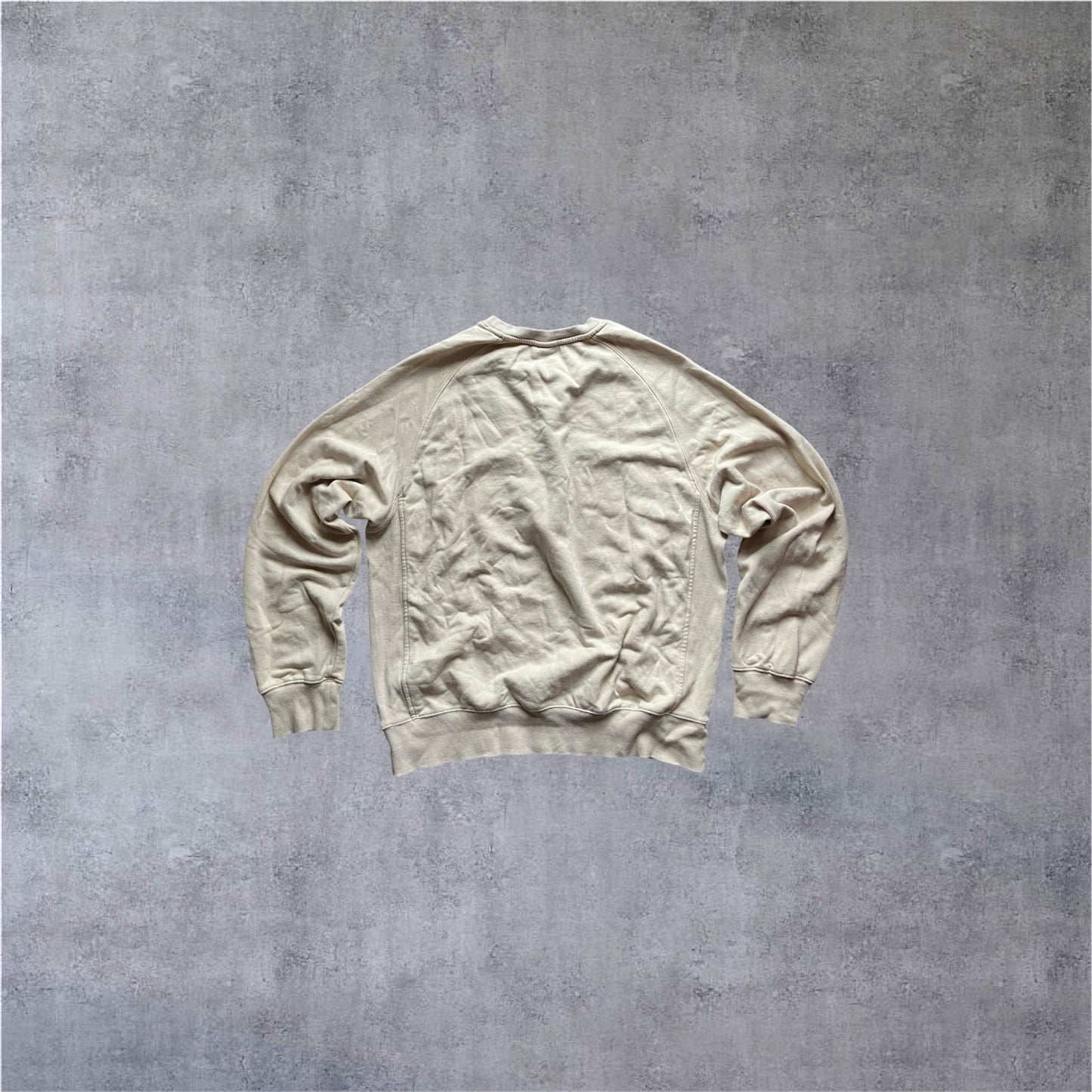 VINTAGE Nike 2000s Athletic Crewneck – Creme / Dunkelgrün – Chenille Logo – Gr. L
