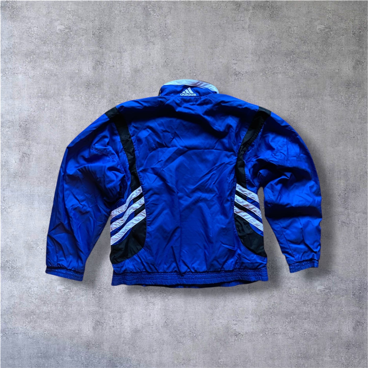 VINTAGE Adidas 90s Kids Trackjacket – Blau/Schwarz/Weiß – Gr. 152