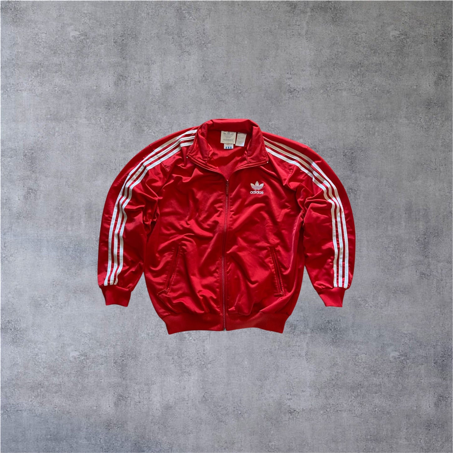 VINTAGE Adidas 90s Originals Trainingsjacke – Firebird Style – Rot/Weiß – Gr. M