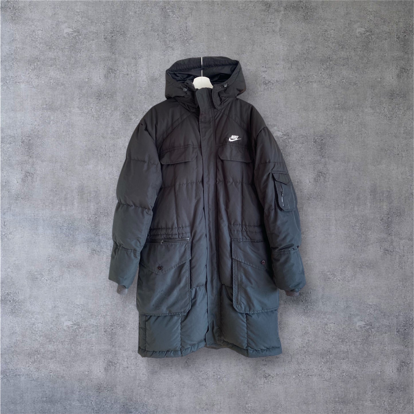 VINTAGE Nike 2000s Silver Tag Parka – Y2K Tech Jacket – Black – Gr. XL