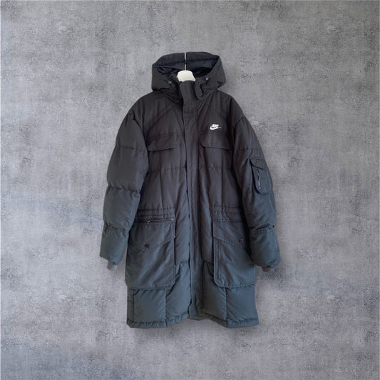 VINTAGE Nike 2000s Silver Tag Parka – Y2K Tech Jacket – Black – Gr. XL