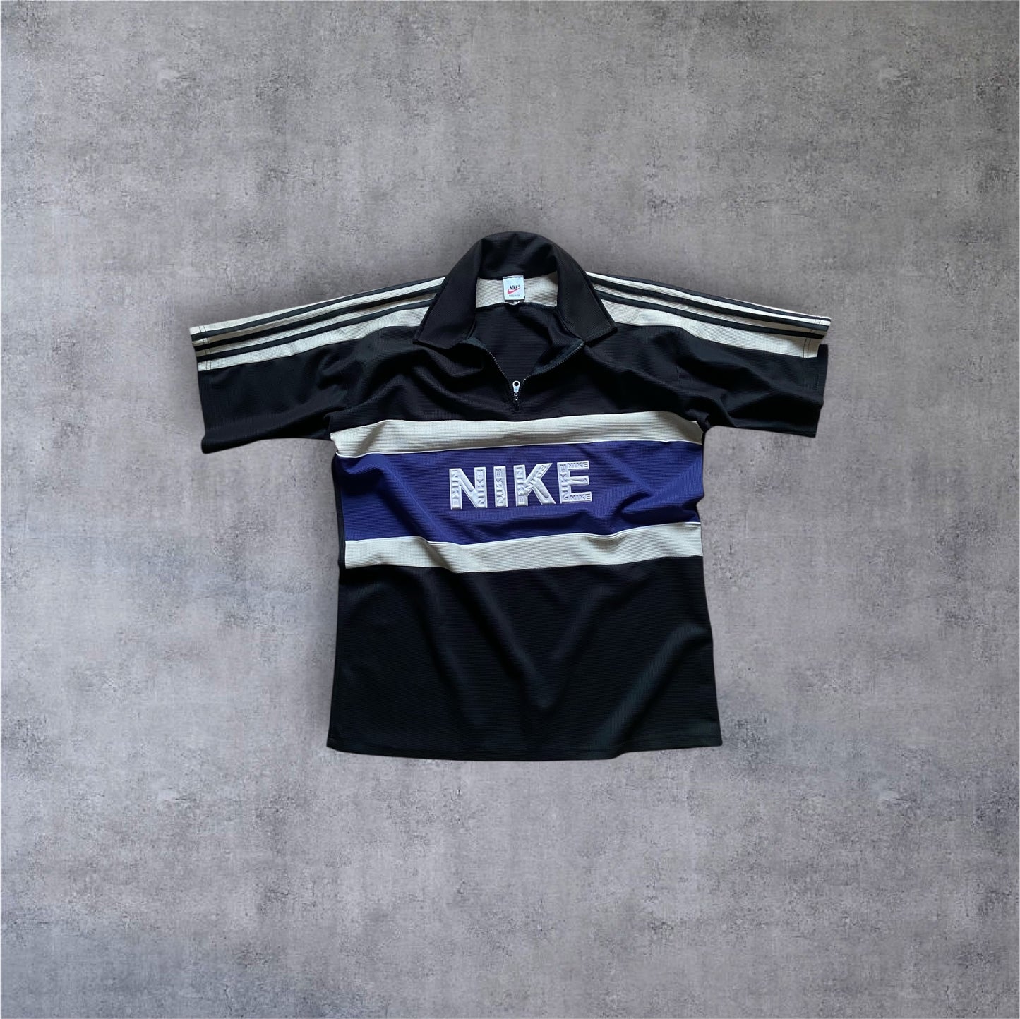 VINTAGE Nike 90s 1/4 ZIP Polo Shirt – Made in USA – Navy Blue – Gr. L