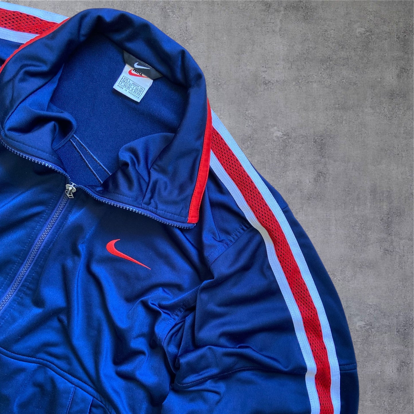VINTAGE 90s Nike "Just Do It" Full Tracksuit – Gr. L – Navy/Red/White