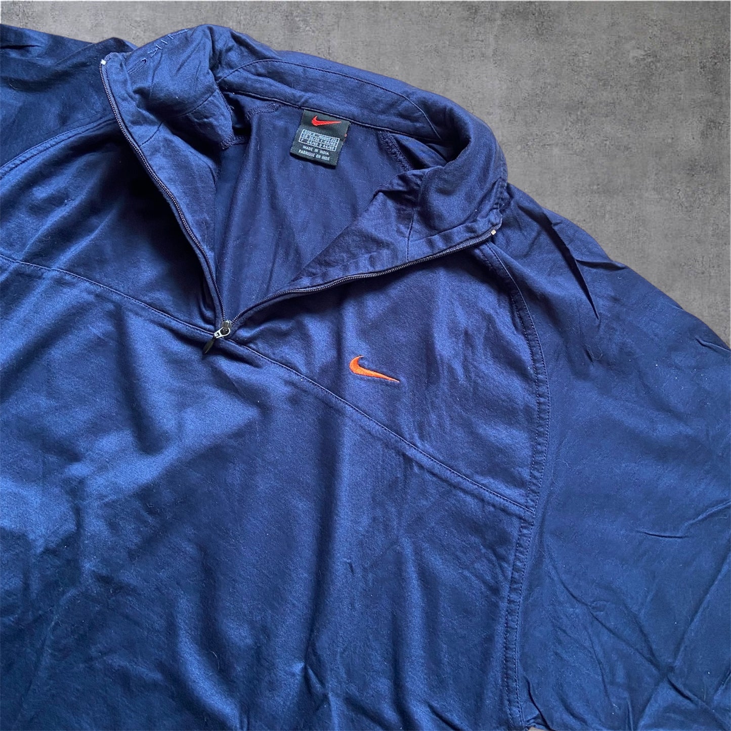 VINTAGE Nike 90s Black Tag Polo Shirt – Superlight – Navy/Orange – Gr. XL