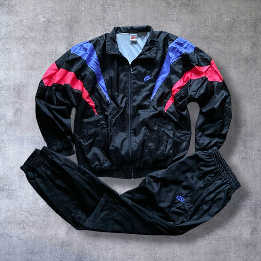 VINTAGE Nike 90s Tracksuit – Grey Tag – Black/Purple/Red – Gr. L
