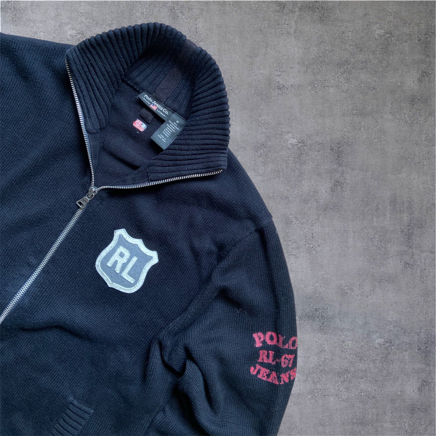VINTAGE Polo Jeans Co. Ralph Lauren Strickjacke – 100% Baumwolle – Navy – Gr. M