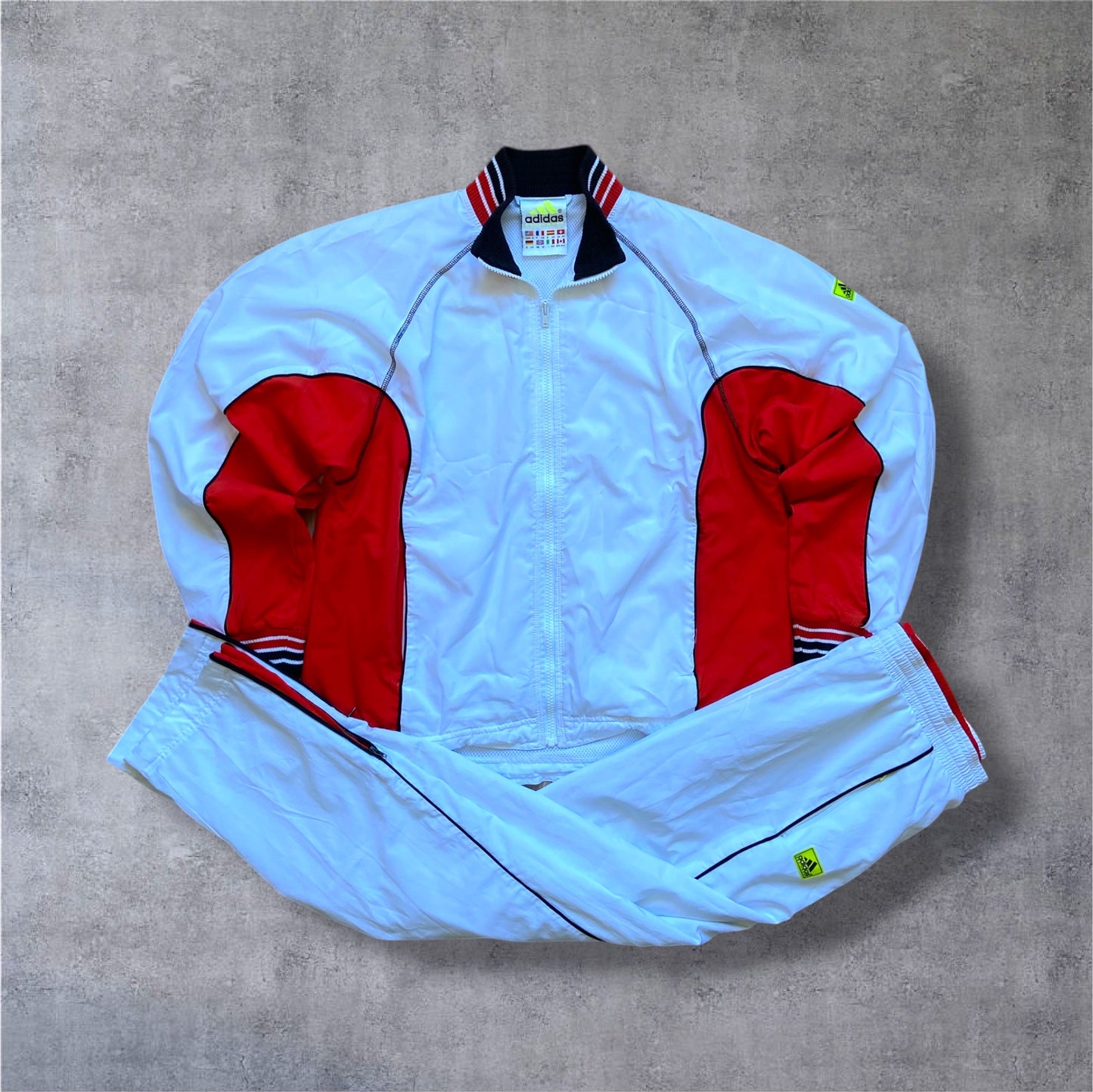 VINTAGE 90s Adidas Equipment (EQT) Tracksuit – Full Set – Weiß/Rot – Damen Gr. S
