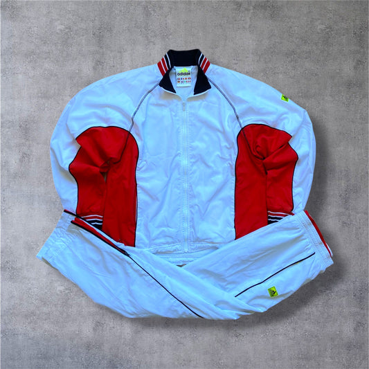 VINTAGE 90s Adidas Equipment (EQT) Tracksuit – Full Set – Weiß/Rot – Damen Gr. S