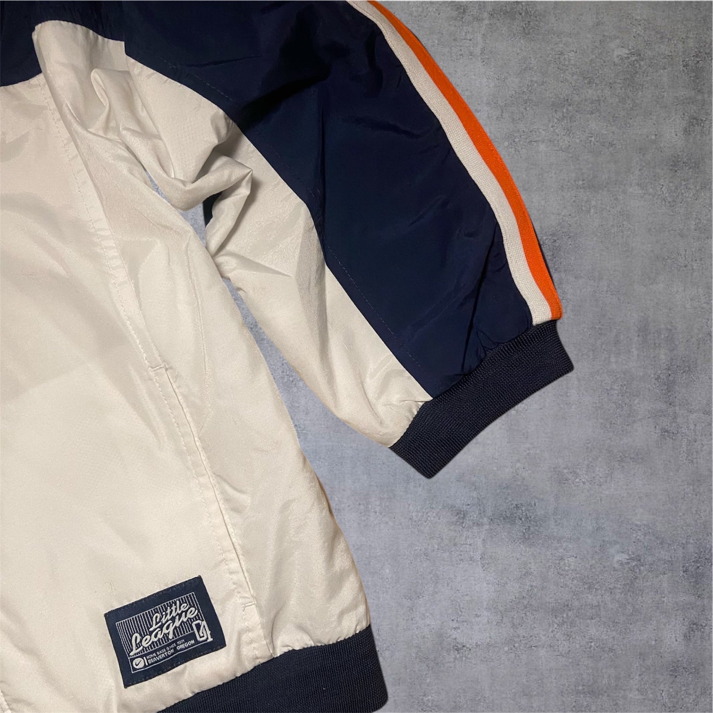 VINTAGE Nike 2000s Kids Little League Trackjacket - White/Navy - Gr. M
