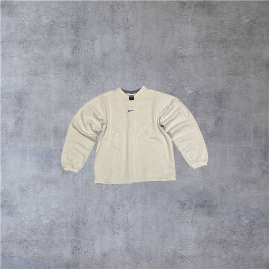 VINTAGE Nike 2000s Sweater - Heavyweight Cotton - Creme - Gr. M
