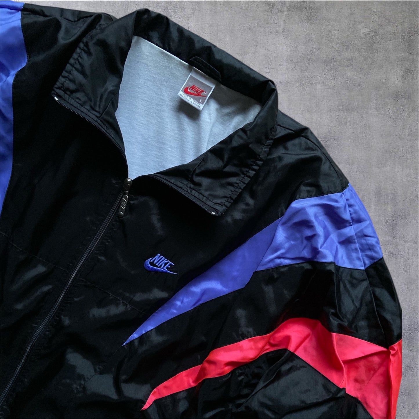 VINTAGE Nike 90s Tracksuit – Grey Tag – Black/Purple/Red – Gr. L