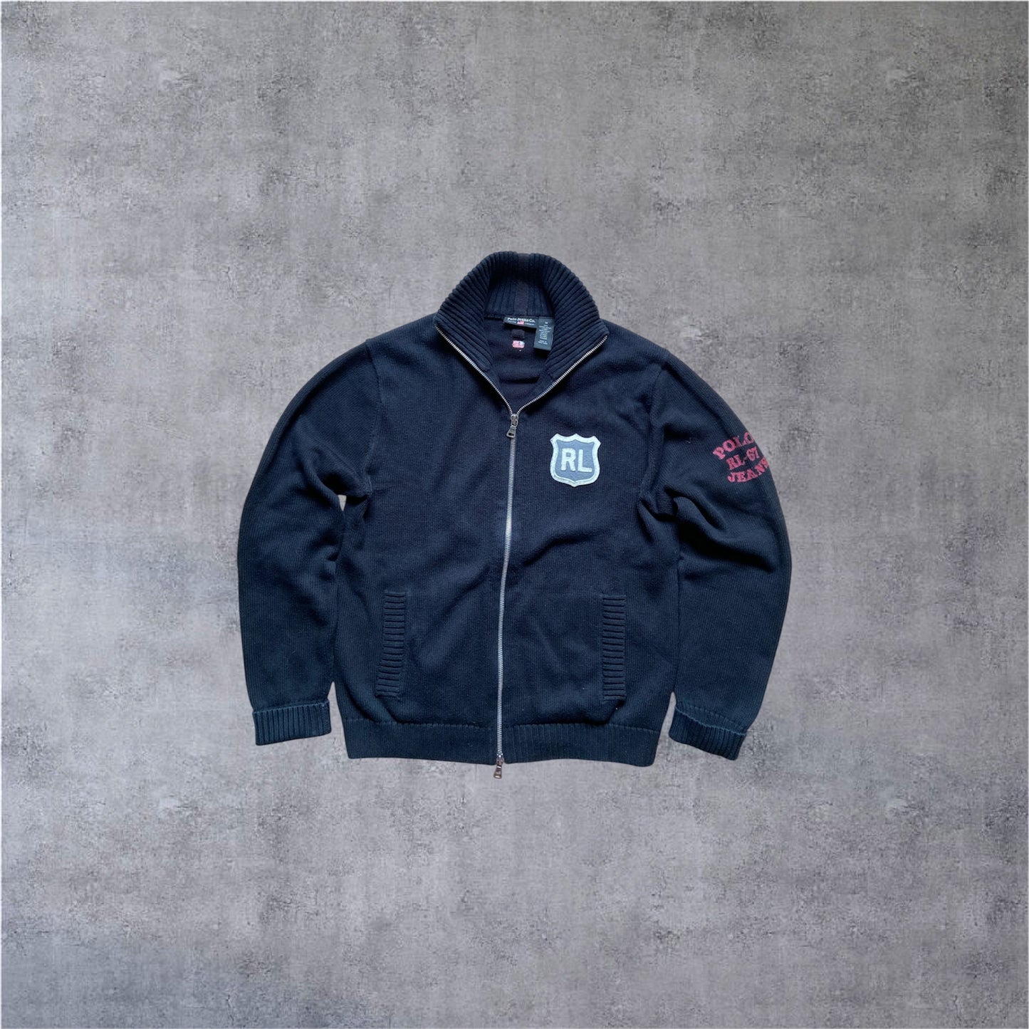 VINTAGE Polo Jeans Co. Ralph Lauren Strickjacke – 100% Baumwolle – Navy – Gr. M