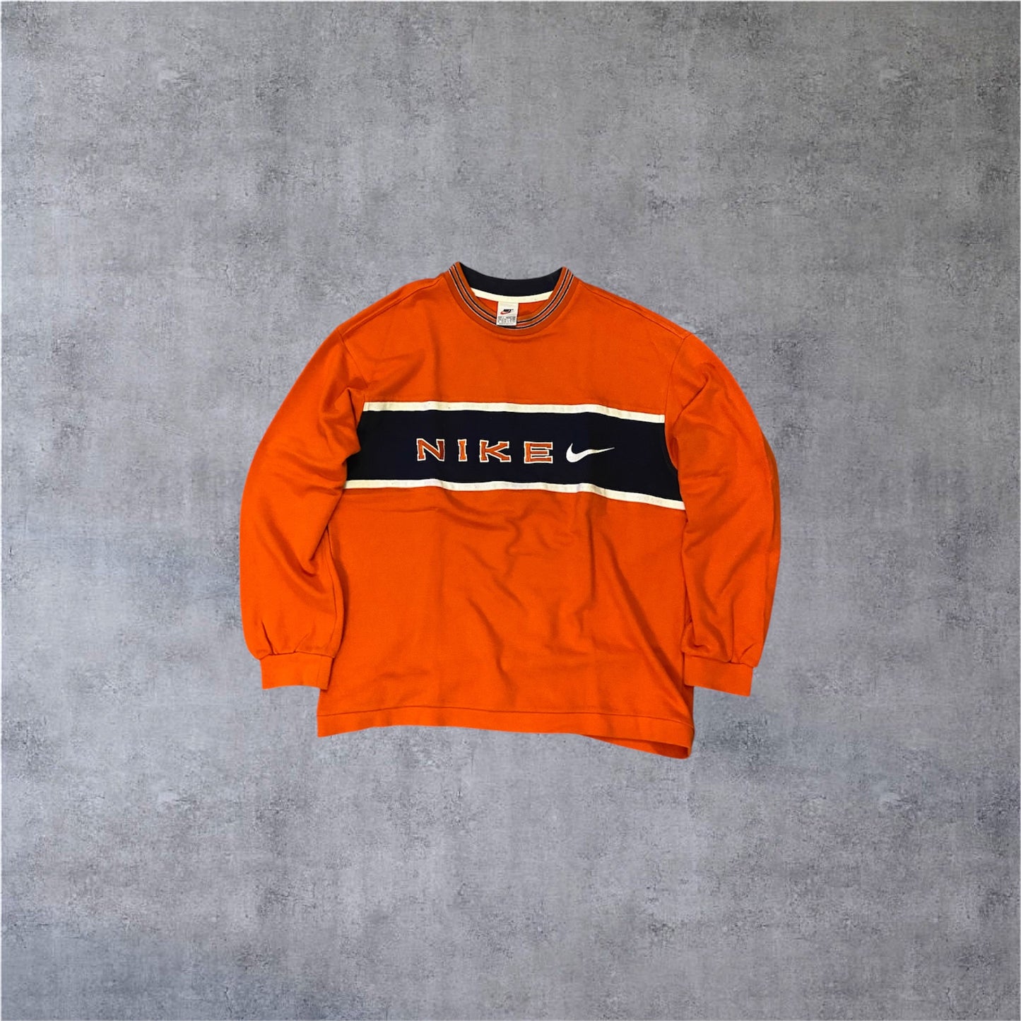 VINTAGE Nike 90s Sweater - Orange/Black - Gr. M