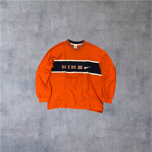 VINTAGE Nike 90s Sweater - Orange/Black - Gr. M