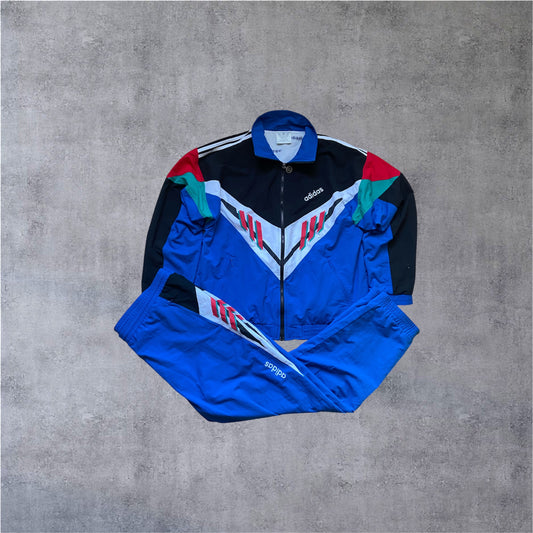 VINTAGE Adidas 90s Tracksuit – Full Set – Blau/Schwarz/Multicolor – Gr. XL