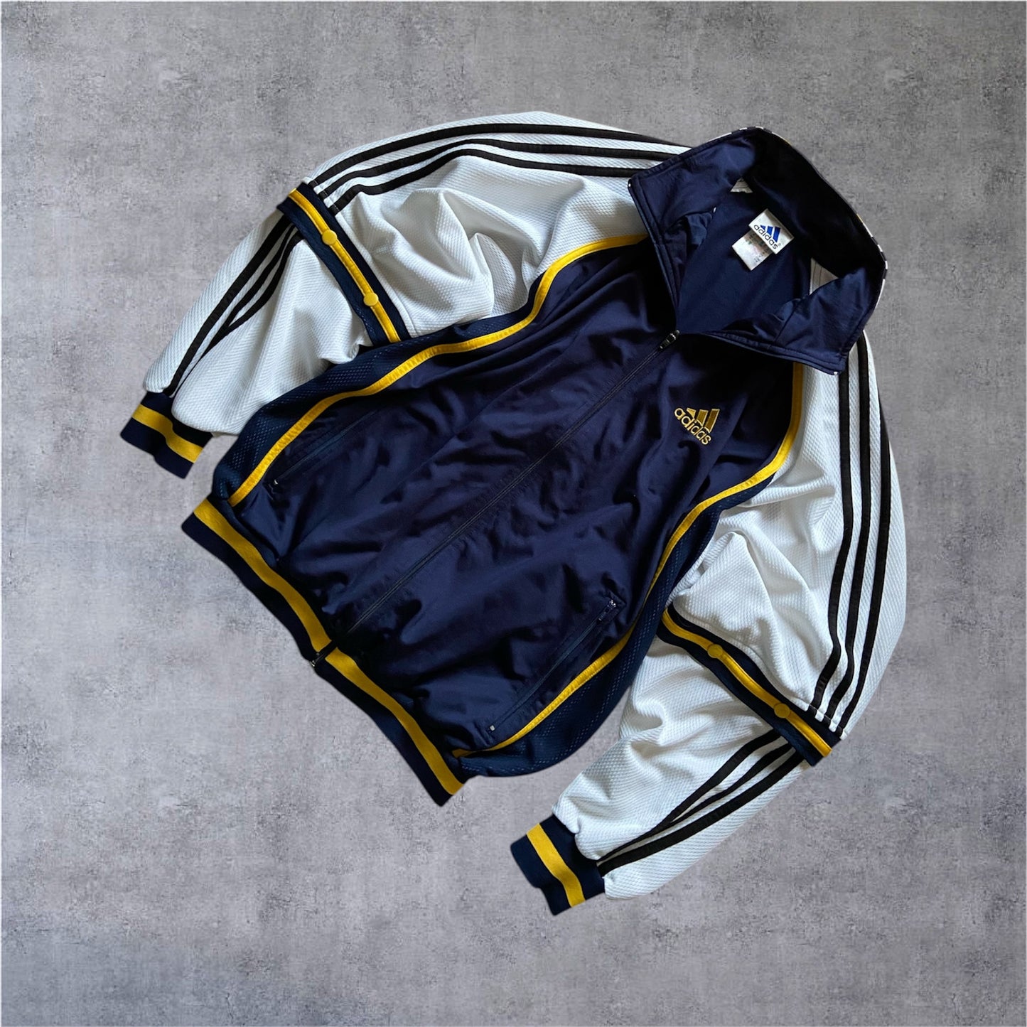 VINTAGE Adidas 90s Salomon AG Transformer Tracksuit – Navy / White / Yellow – Gr. M