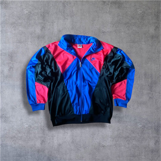 VINTAGE Nike 90s Trackjacket – Neon Pink & Royal Blue – Grey Tag – Gr. M