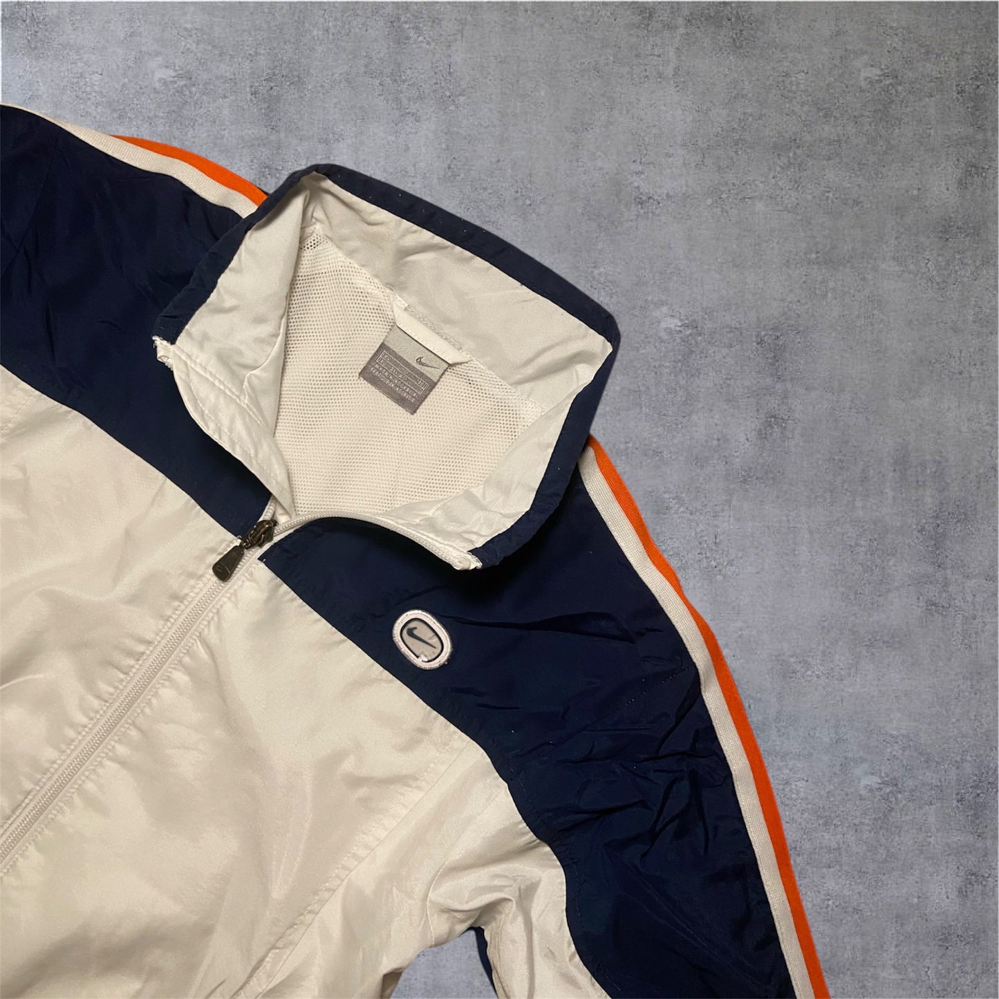 VINTAGE Nike 2000s Kids Little League Trackjacket - White/Navy - Gr. M
