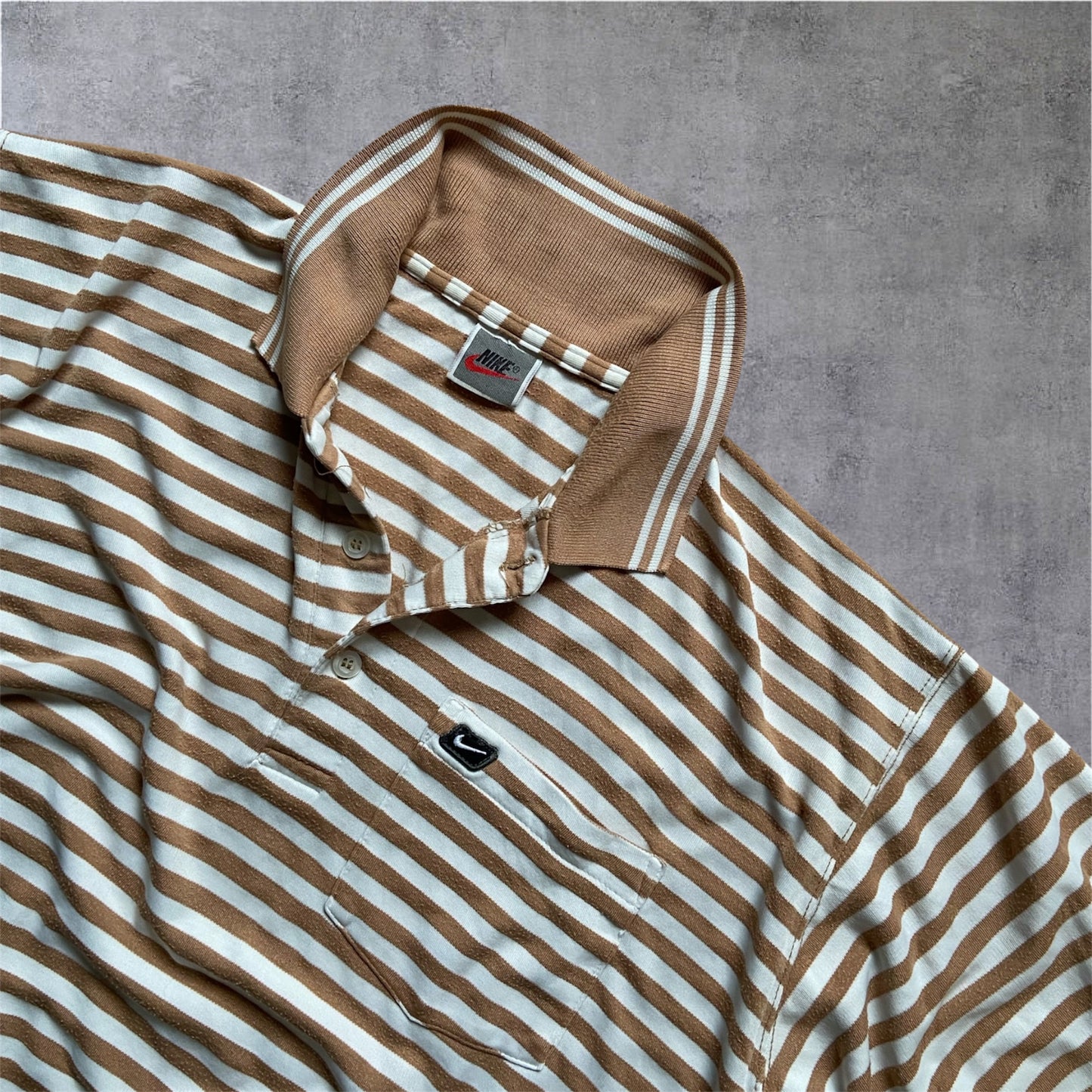 VINTAGE Nike 90s Polo - Beige/White - Gr. L
