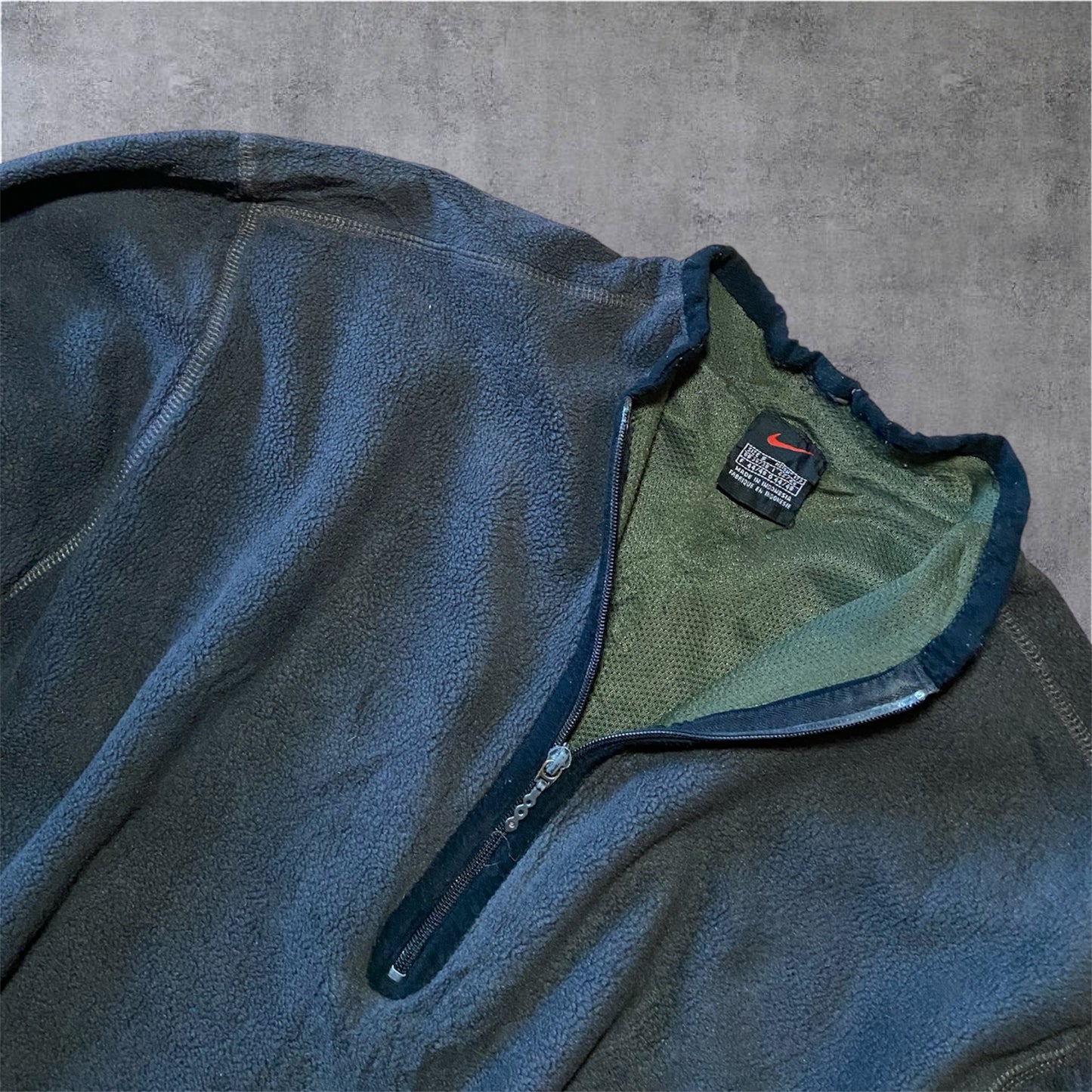 VINTAGE Nike 90s ACG 1/4 ZIP Sweater - Grey/Olive - Gr. S