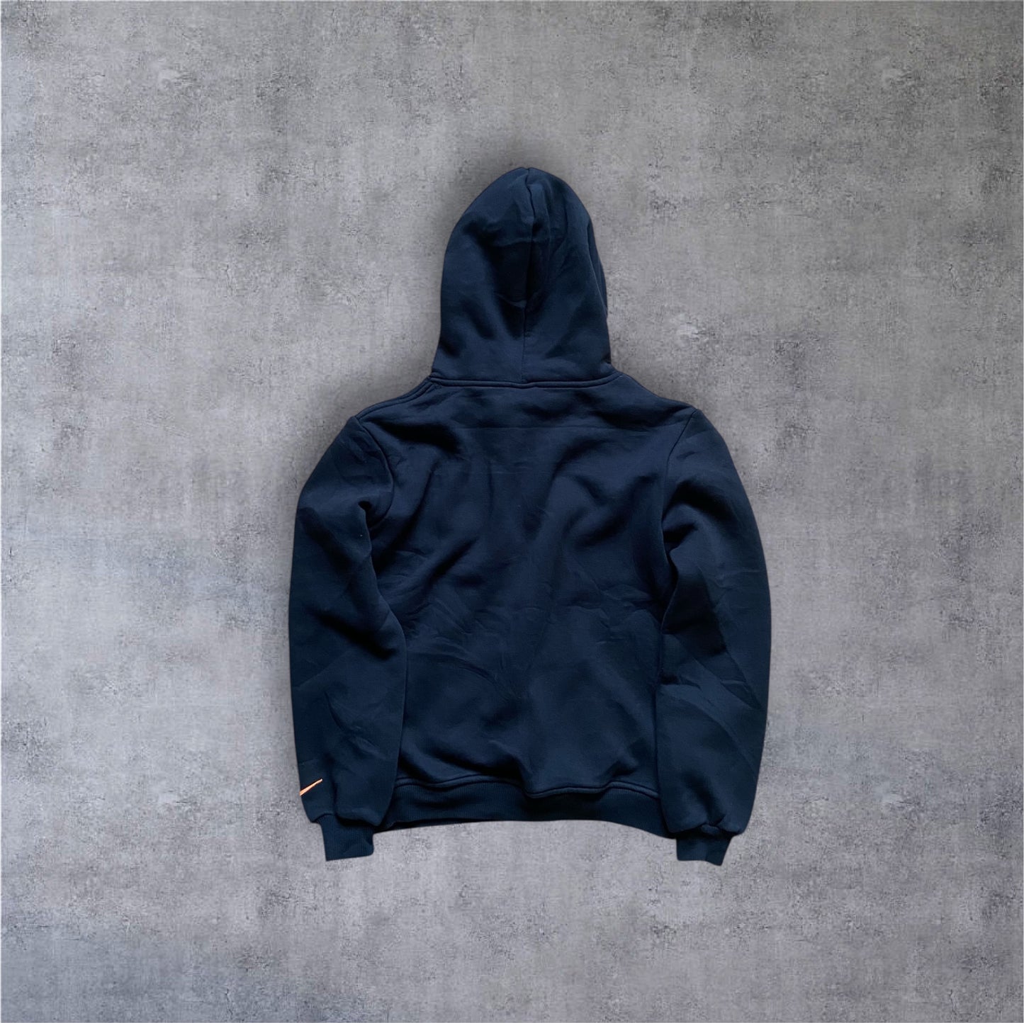 VINTAGE Nike 2000s Center Swoosh Hoodie Kids – Navy / Orange – Gr. M