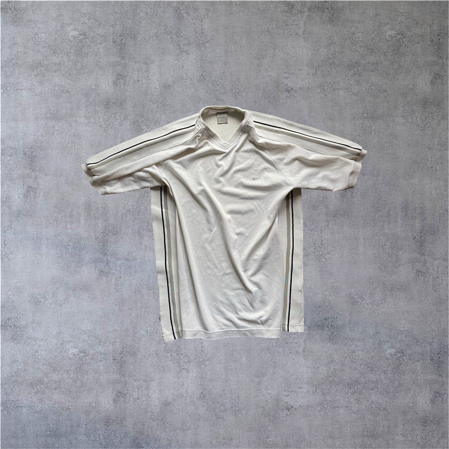 VINTAGE 2000s Nike Center Swoosh Tee – Cream / Off-White – Heavyweight Cotton  – L