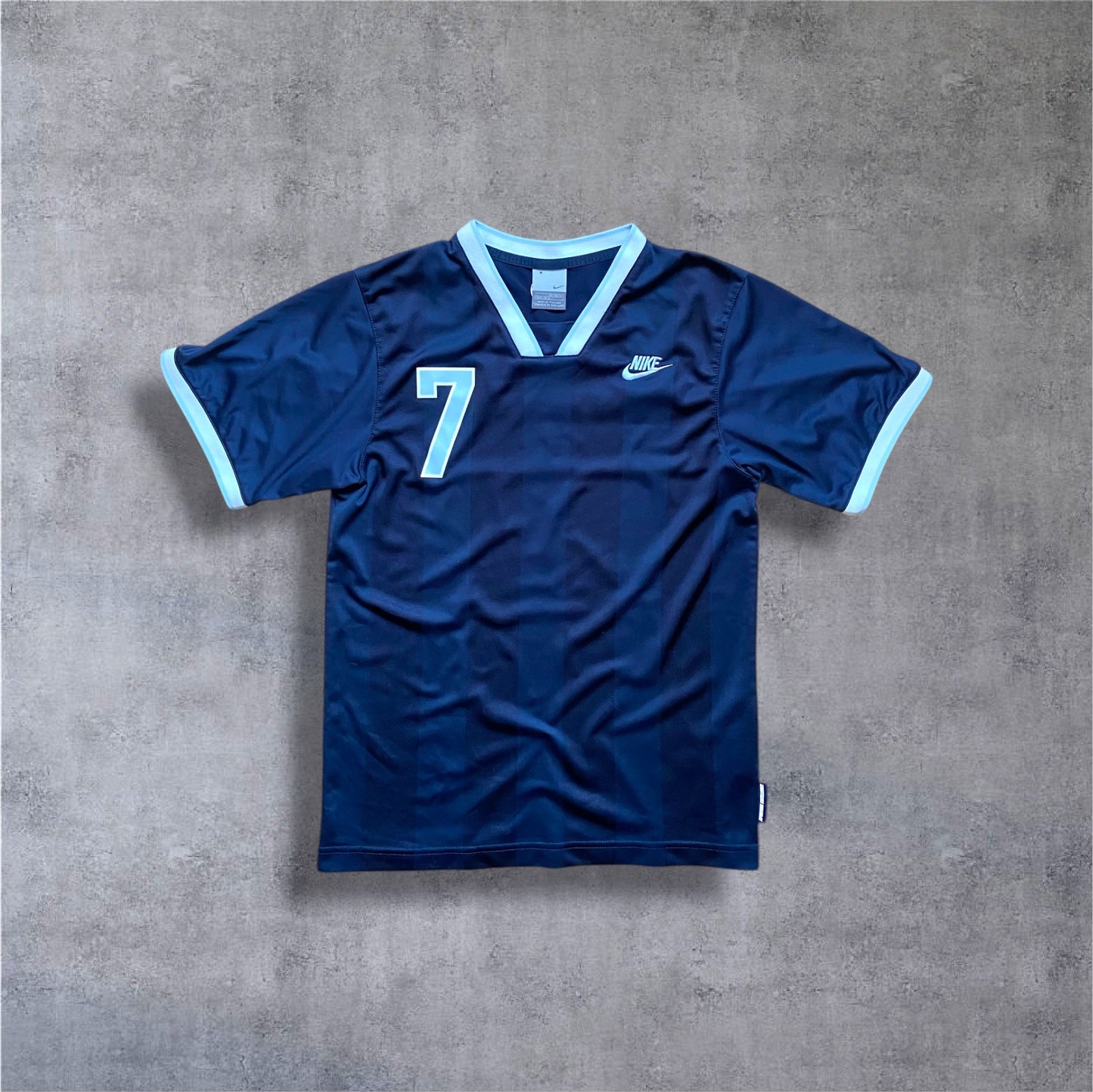 VINTAGE 90s Nike Teamwear Trikot – #7 – Navy Blue / Light Blue – Kindergröße L