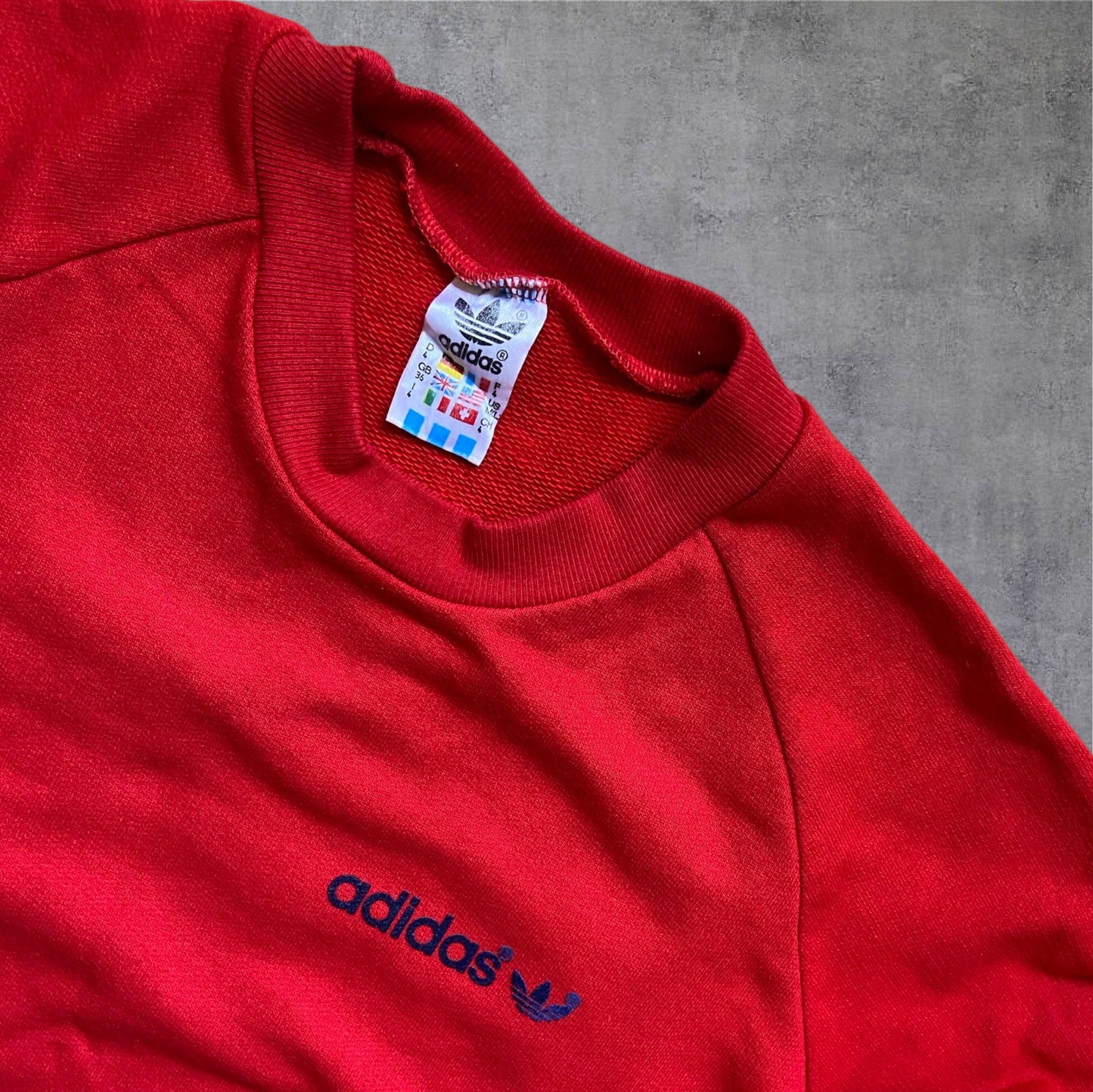 VINTAGE Adidas 80s Crewneck – Made in West Germany – Signalrot – Gr. S