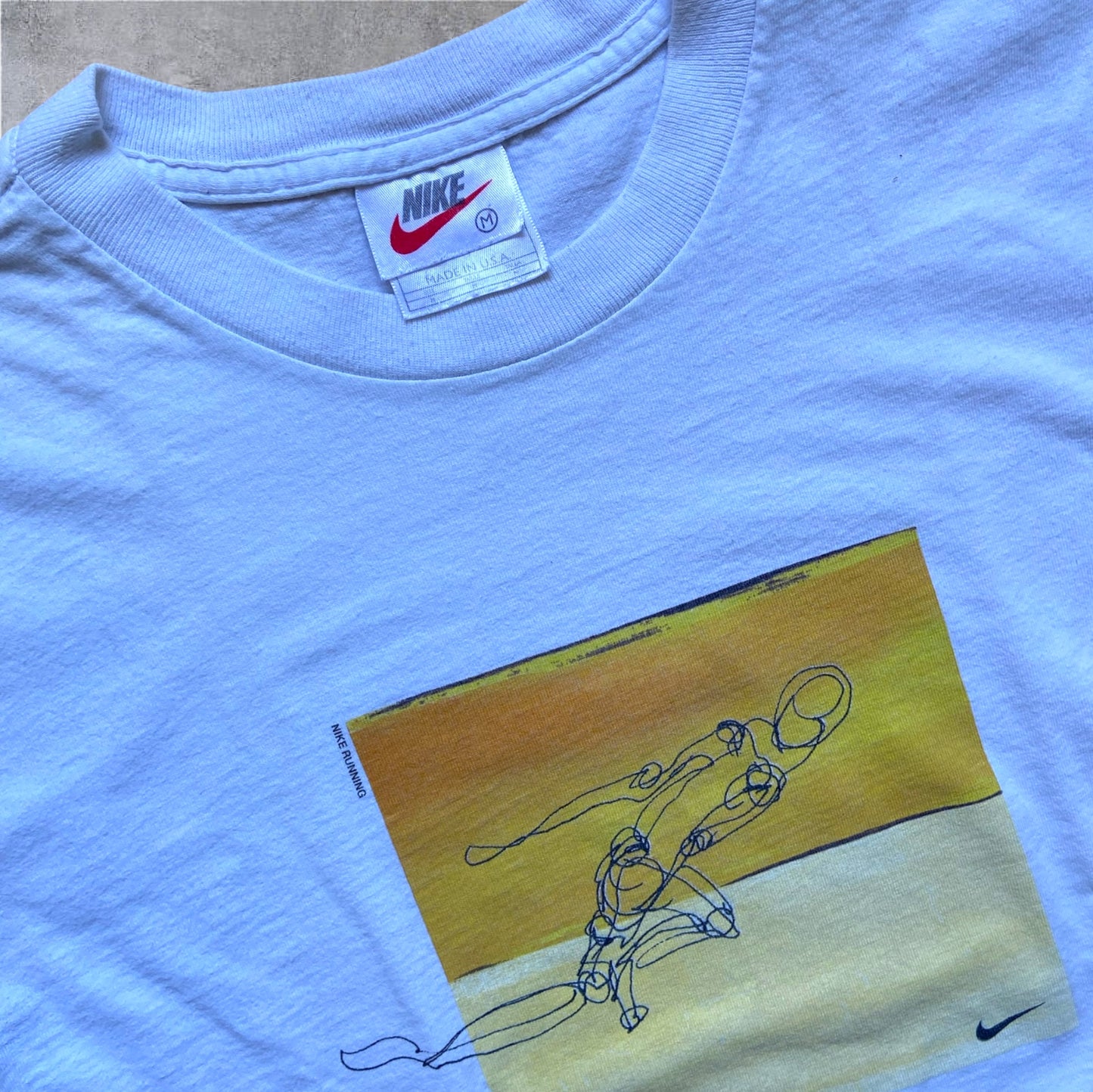 VINTAGE 90s Nike Running Shirt – Made in USA – White Tag – Backprint – Gr. M