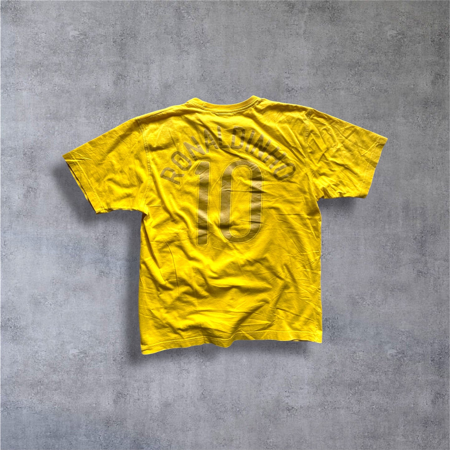 VINTAGE Nike 2000s Ronaldinho Shirt – Silver Tag – Made in Brazil – Gr. M – Gelb
