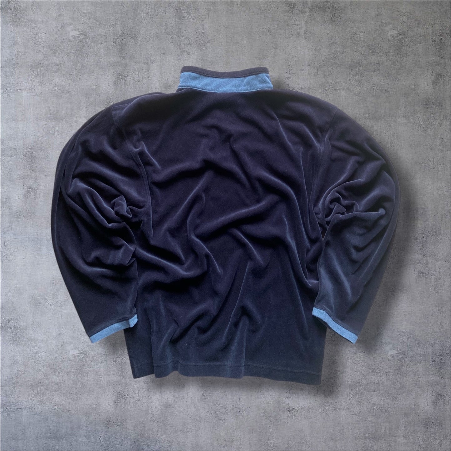 VINTAGE Jordan 90s Black Tag 1/4 Zip Sweater – Samt/Velour – Schwarz – Gr. M